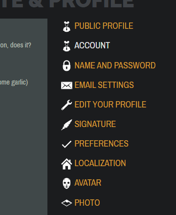 DF new member menu, Screenshot of the new member menu