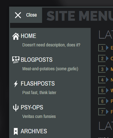 DF new menu, Screenshot of the new site menu
